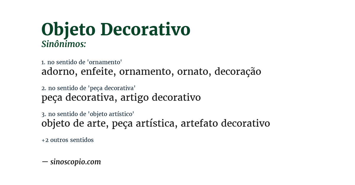 Sinônimo de objeto decorativo