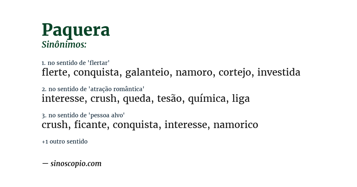 Sinônimo de paquera