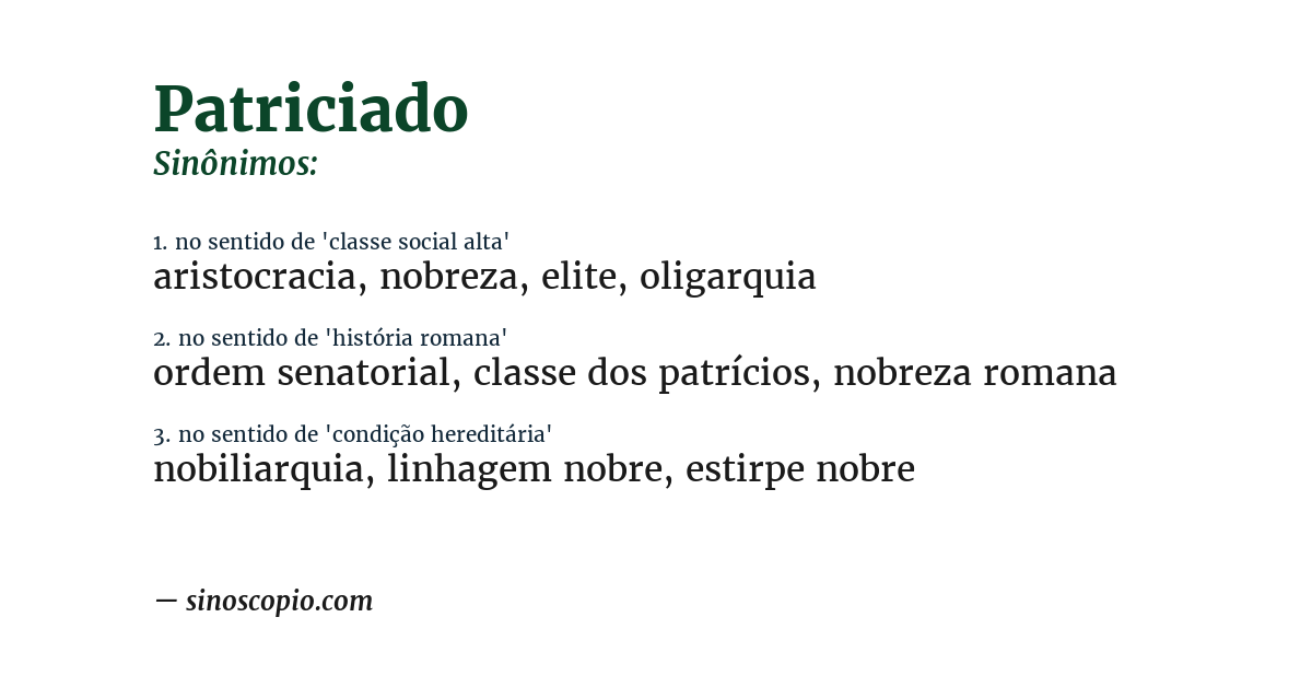 Sinônimo de patriciado