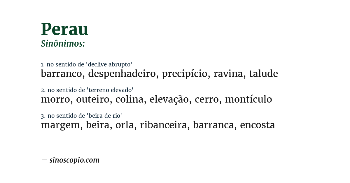 Sinônimo de perau