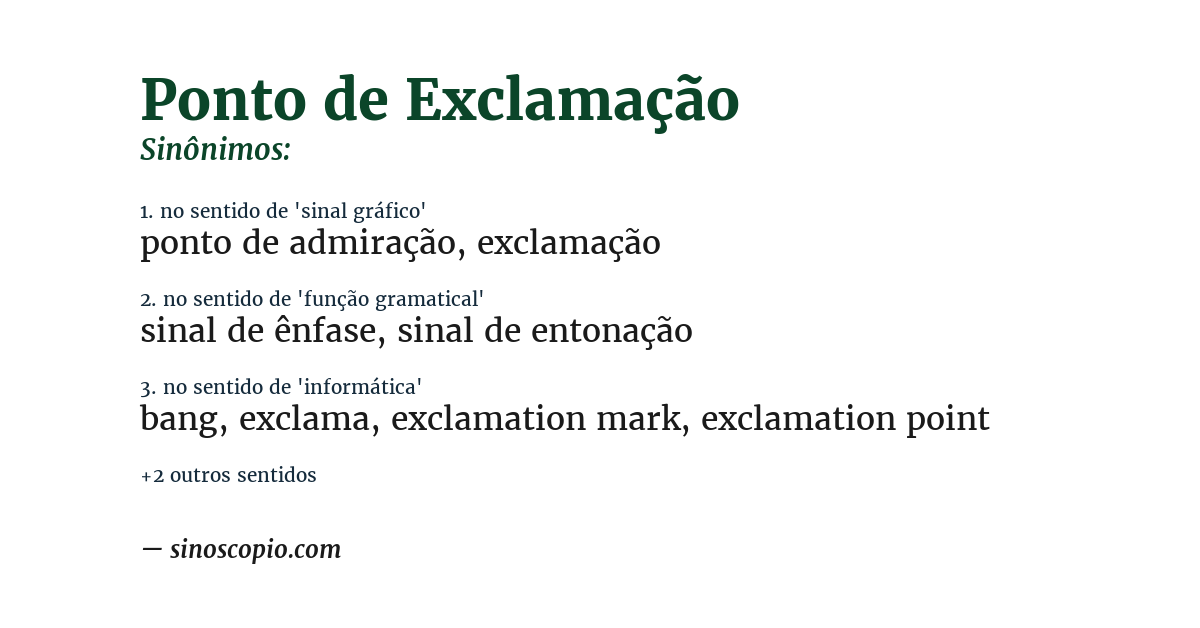 Sinônimo de ponto de exclamação