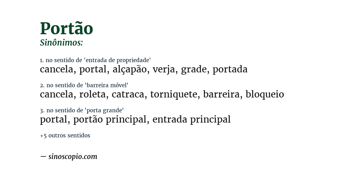 Sinônimo de portão