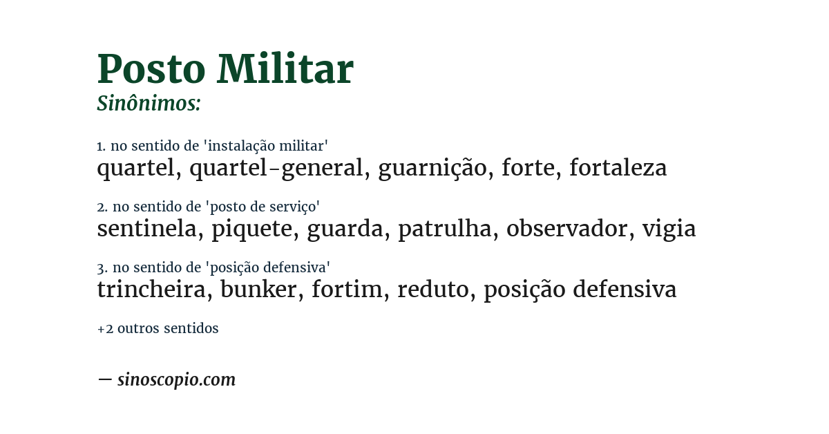 Sinônimo de posto militar