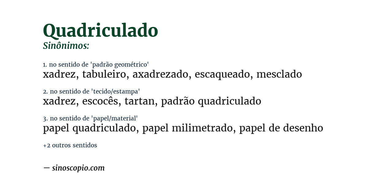 Sinônimo de quadriculado