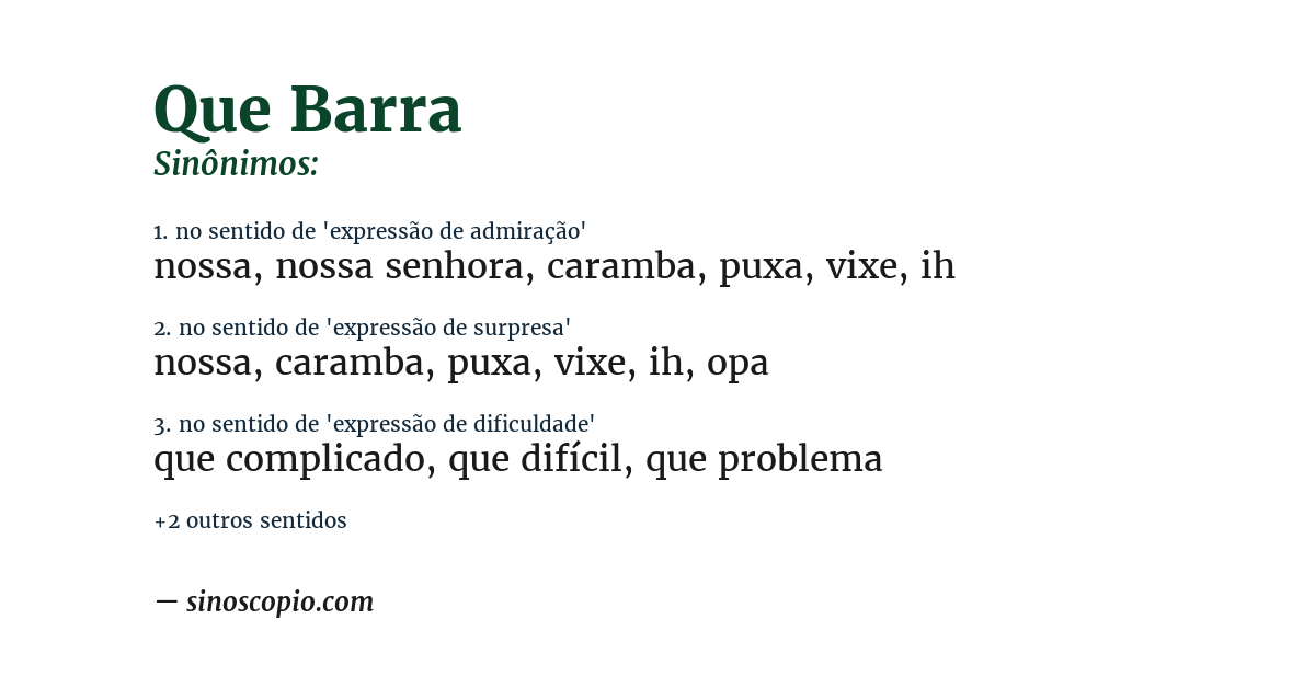 Sinônimo de que barra