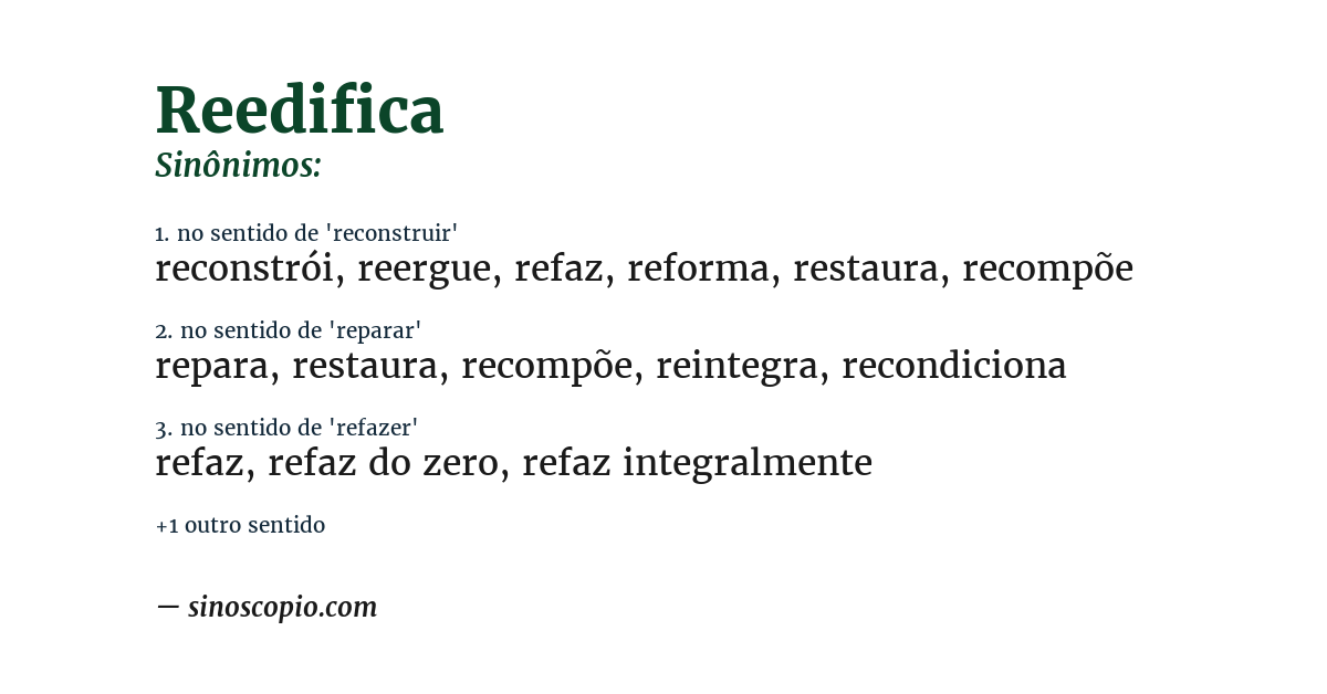 Sinônimo de reedifica