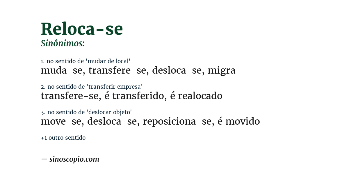 Sinônimo de reloca-se