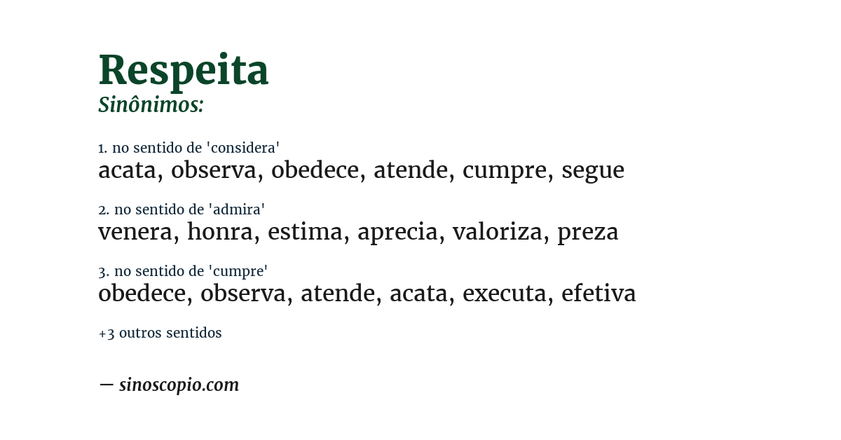 Sinônimo de respeita