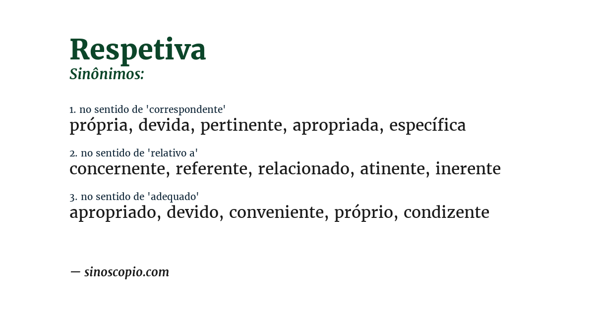 Sinônimo de respetiva