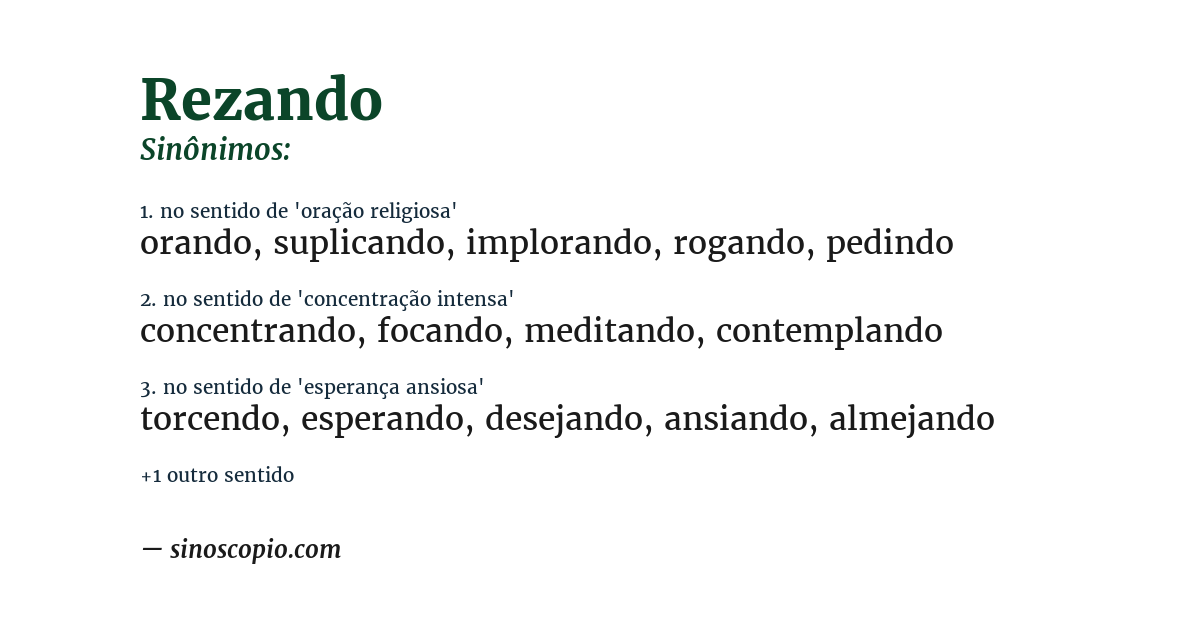 Sinônimo de rezando