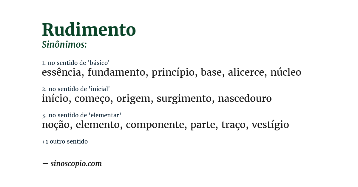 Sinônimo de rudimento