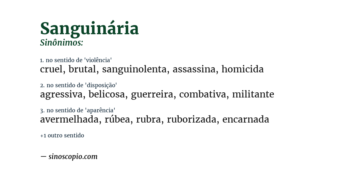 Sinônimo de sanguinária
