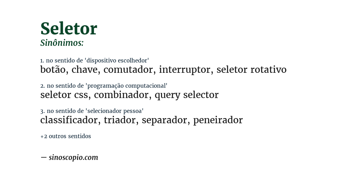 Sinônimo de seletor