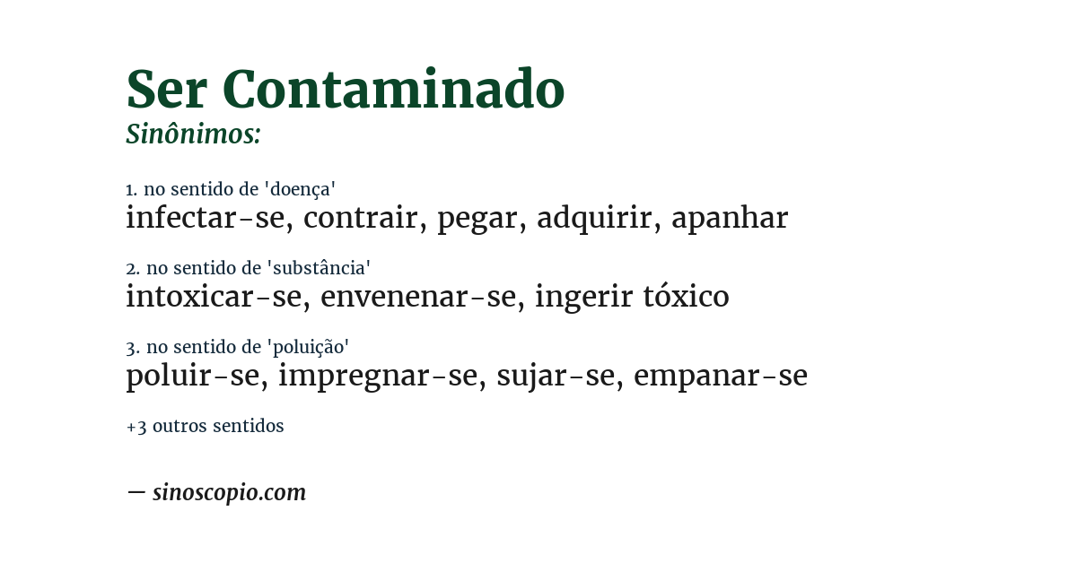 Sinônimo de ser contaminado