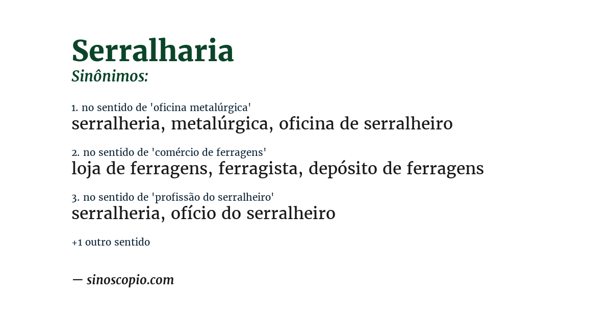 Sinônimo de serralharia