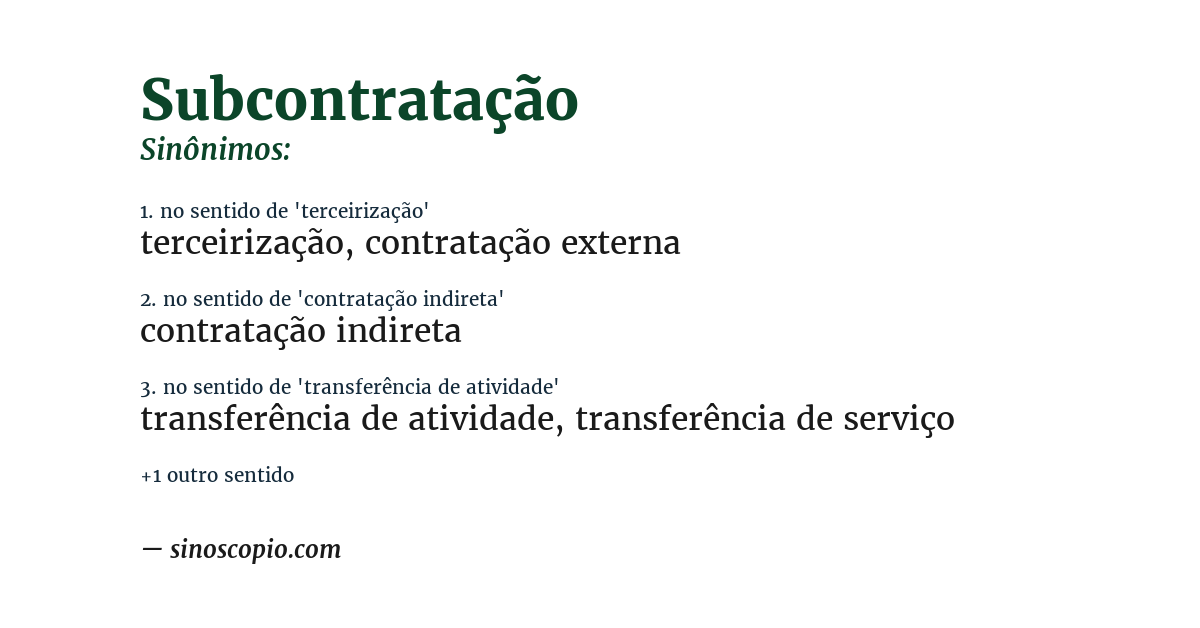 Sinônimo de subcontratação