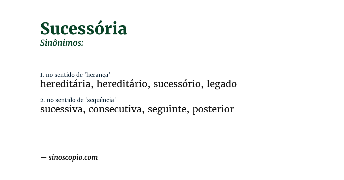 Sinônimo de sucessória