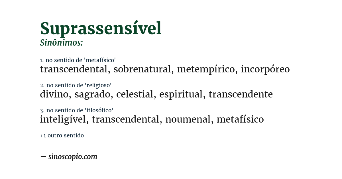 Sinônimo de suprassensível