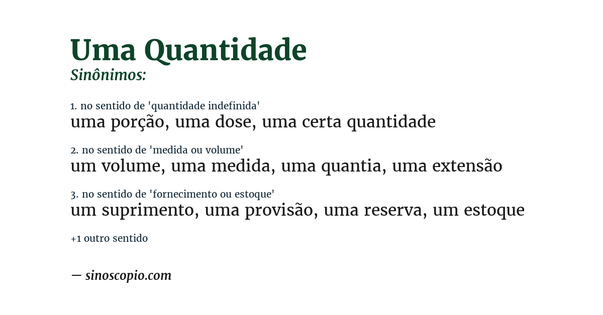 Sinônimo de uma quantidade