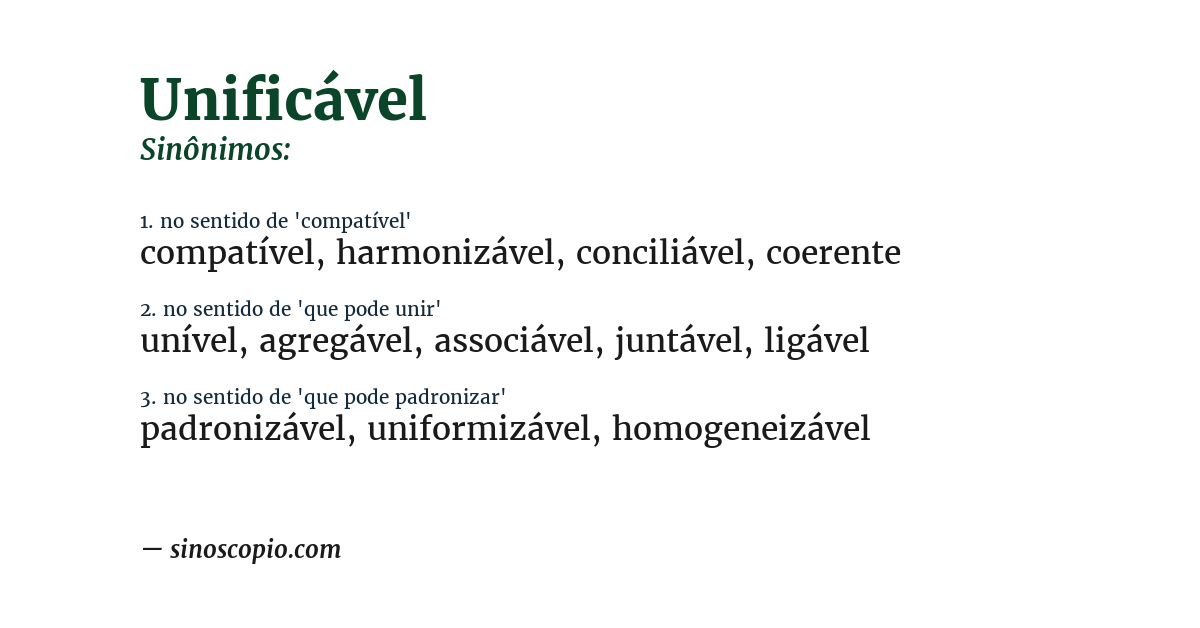 Sinônimo de unificável