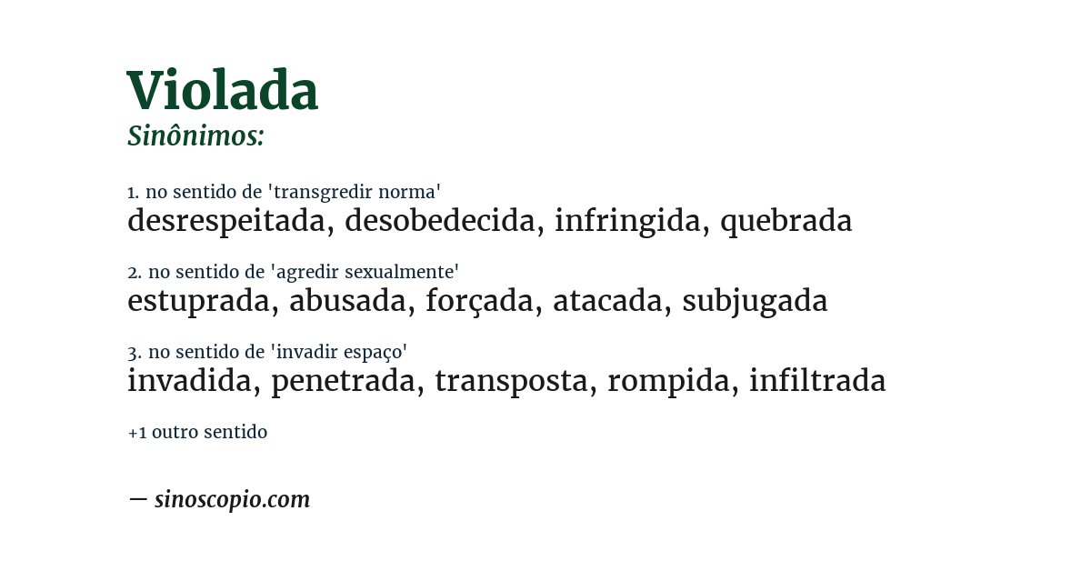 Sinônimo de violada