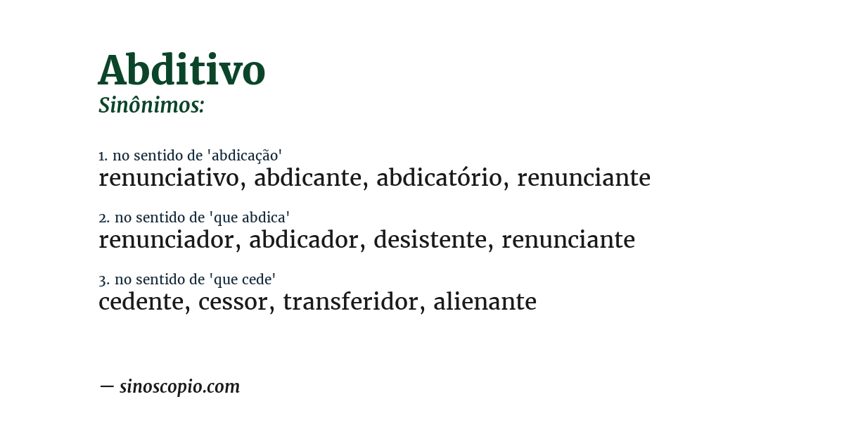 Sinônimo de abditivo