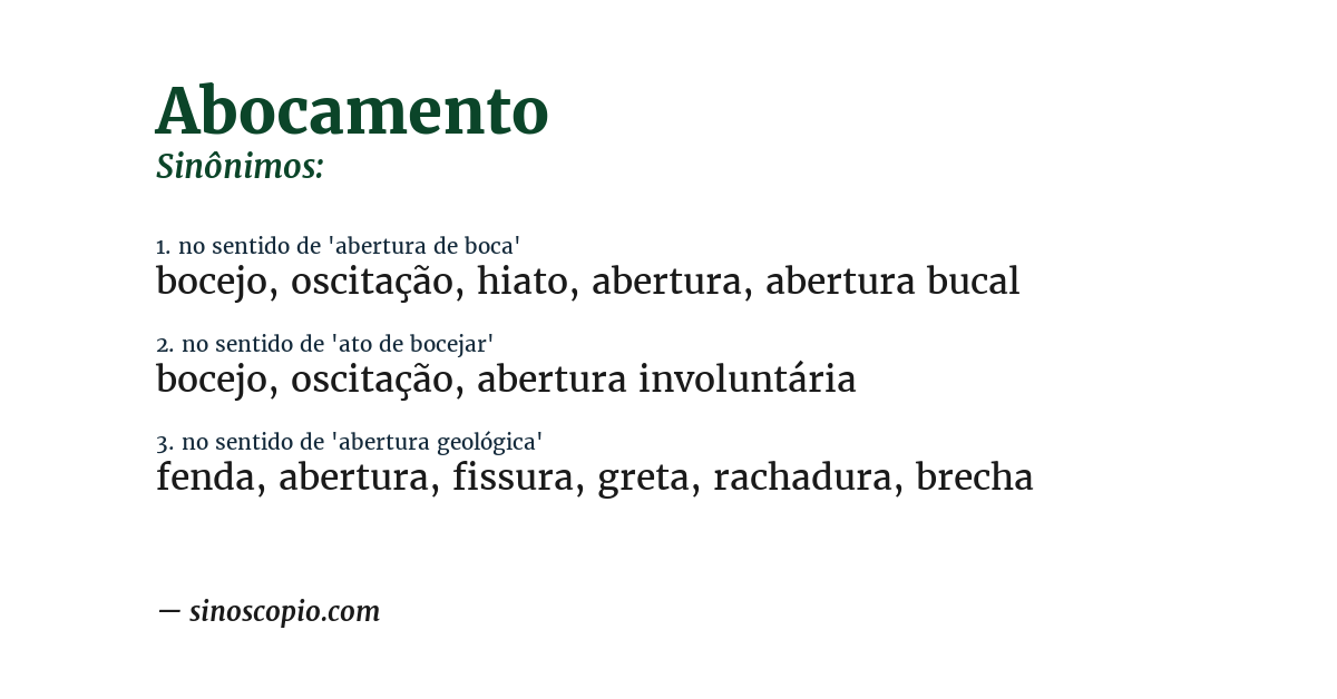 Sinônimo de abocamento