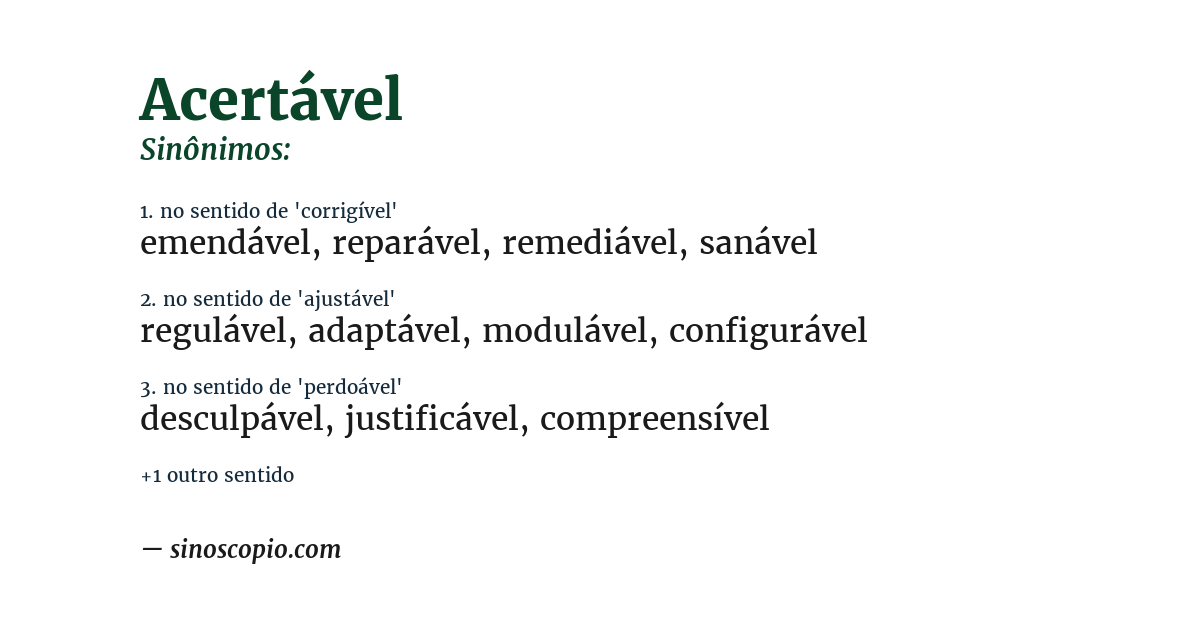 Sinônimo de acertável