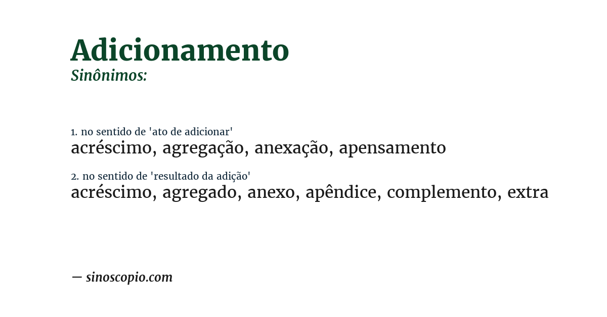 Sinônimo de adicionamento