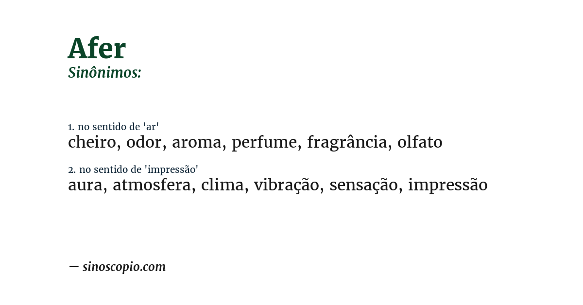 Sinônimo de afer