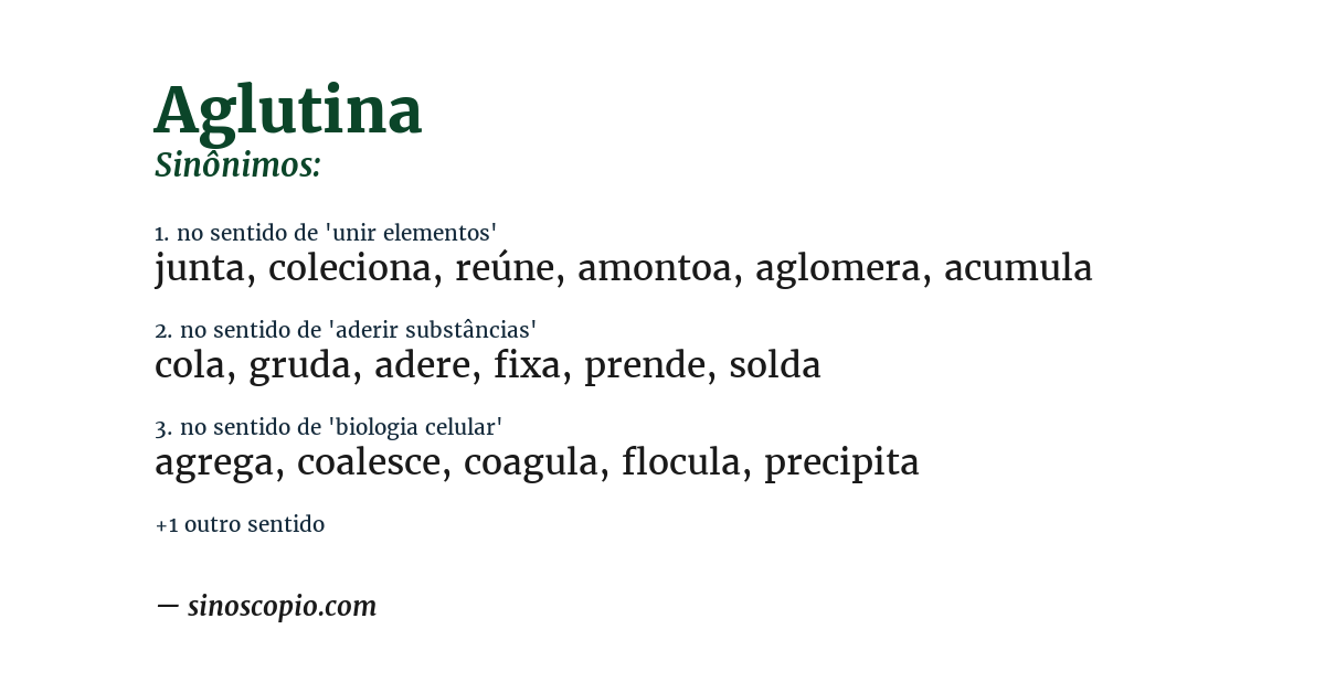 Sinônimo de aglutina
