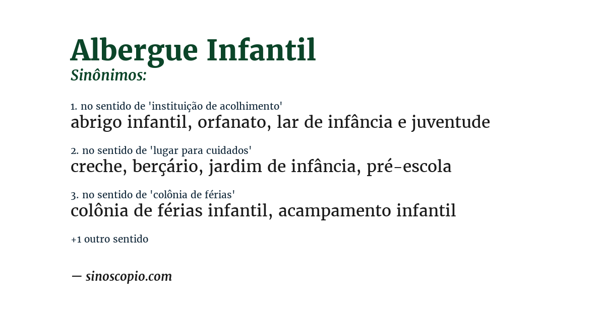 Sinônimo de albergue infantil