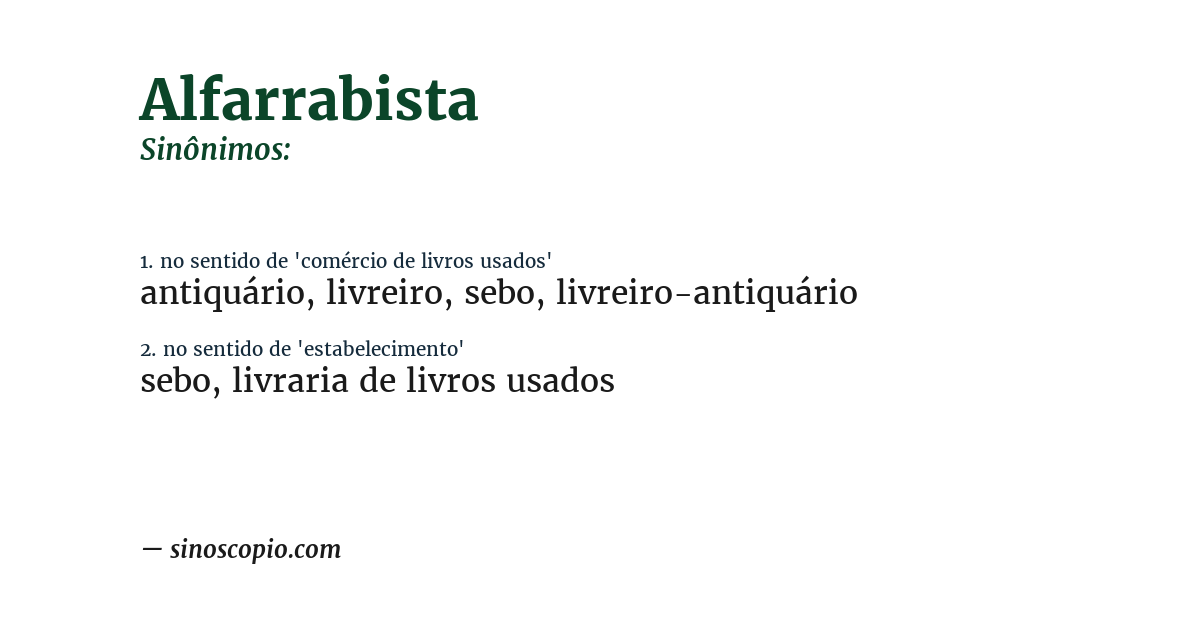 Sinônimo de alfarrabista