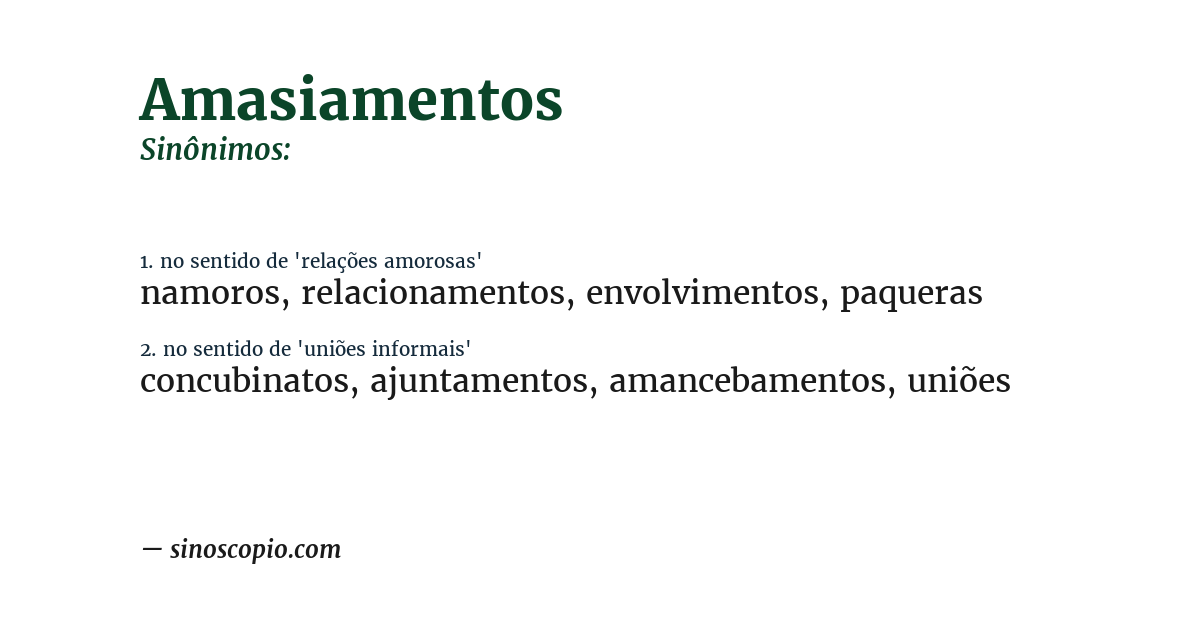 Sinônimo de amasiamentos