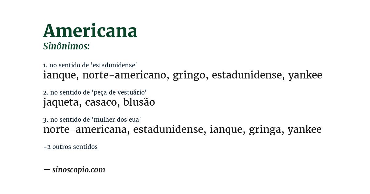 Sinônimo de americana