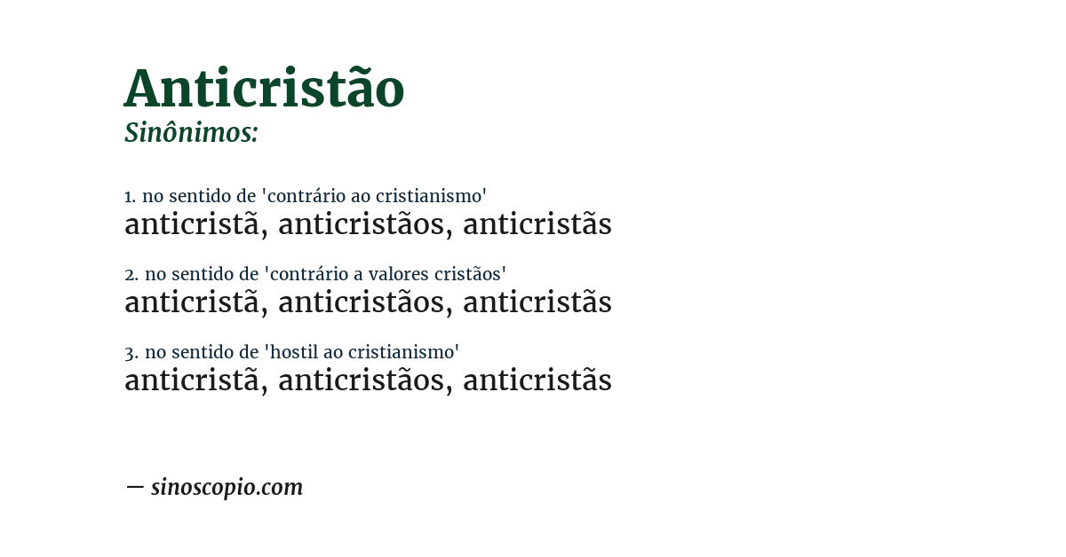Sinônimo de anticristão