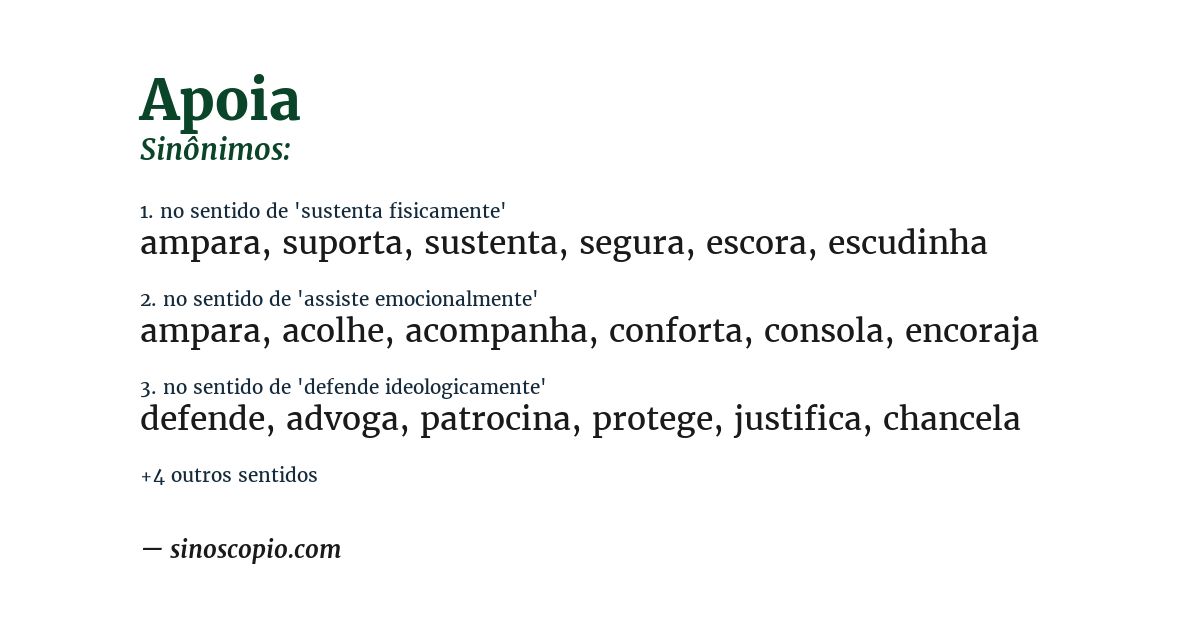Sinônimo de apoia