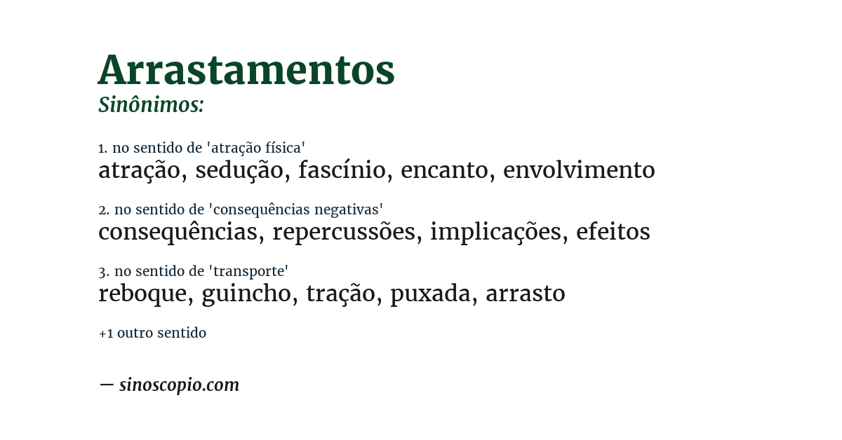 Sinônimo de arrastamentos