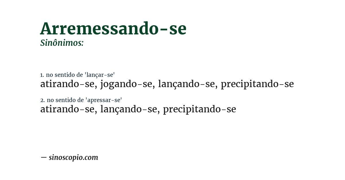 Sinônimo de arremessando-se
