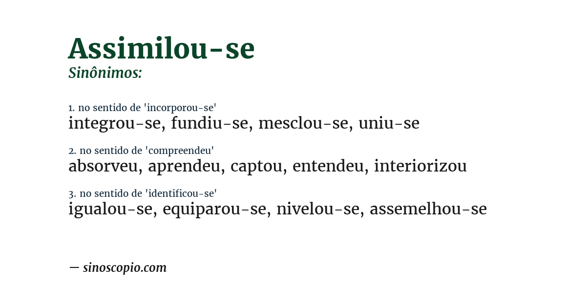 Sinônimo de assimilou-se