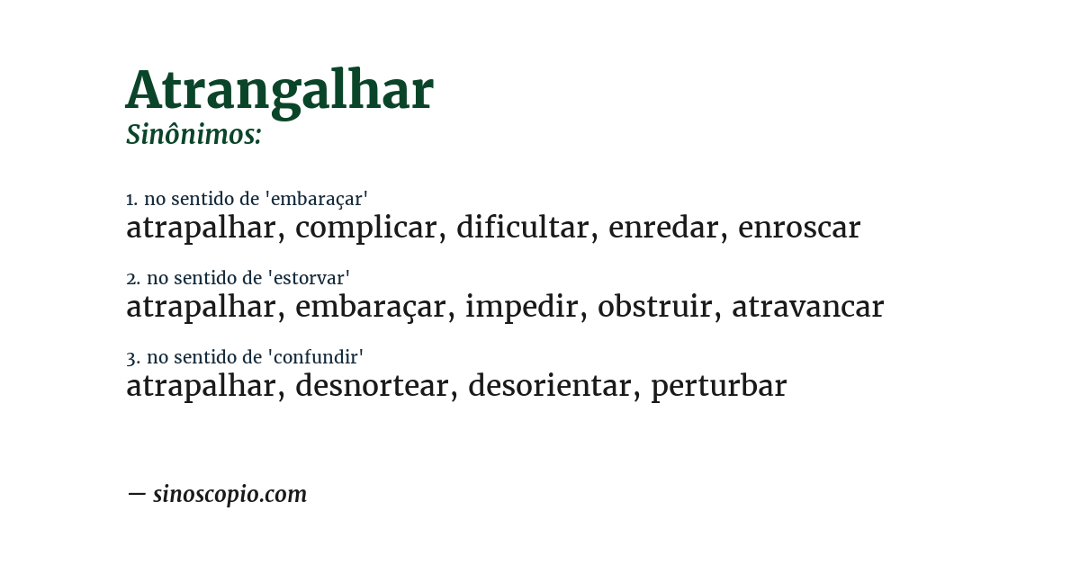 Sinônimo de atrangalhar
