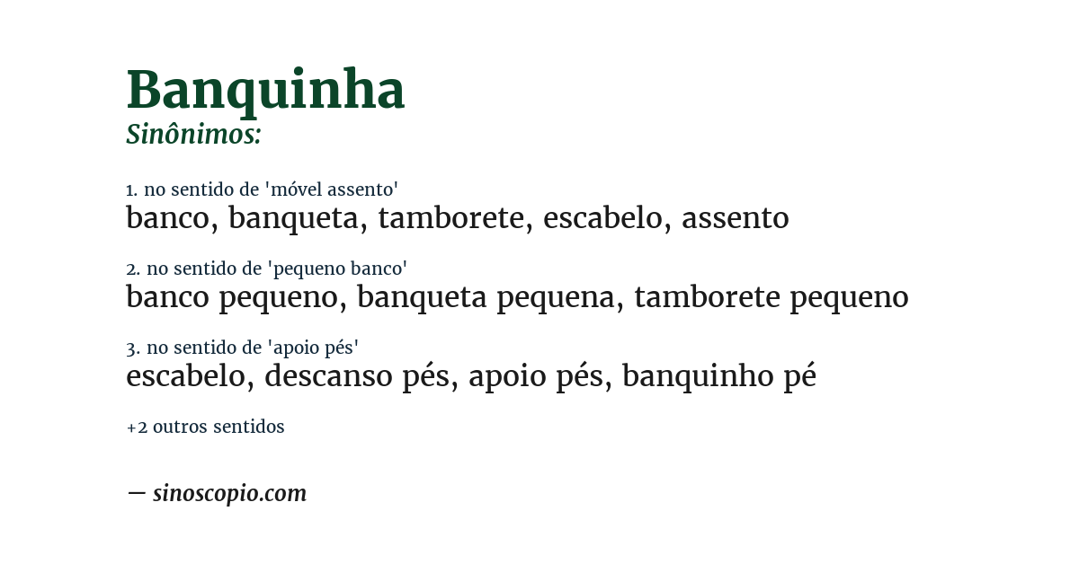 Sinônimo de banquinha