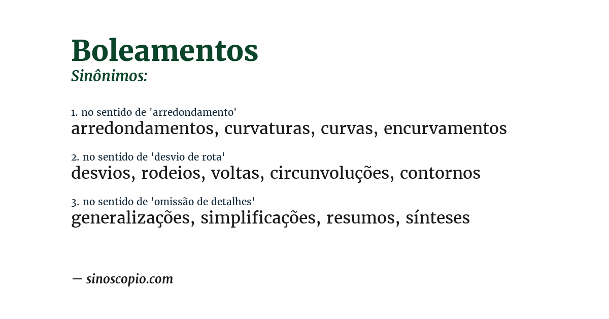 Sinônimo de boleamentos