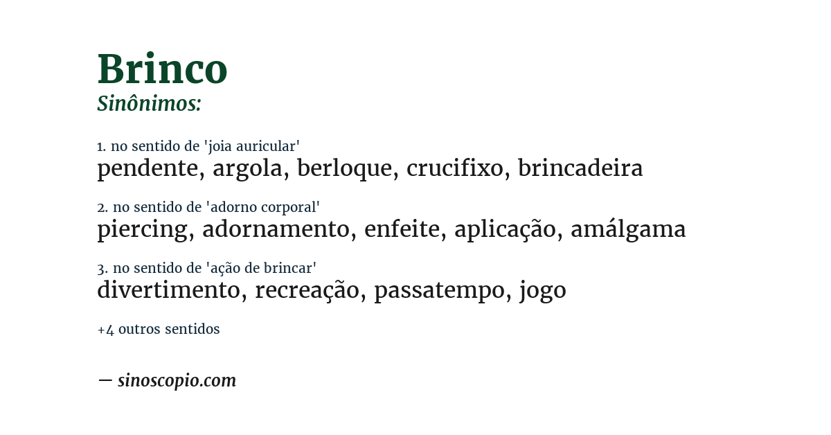 Sinônimo de brinco