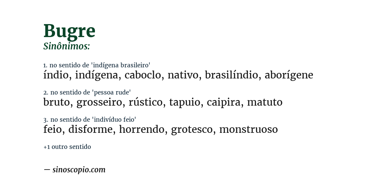 Sinônimo de bugre