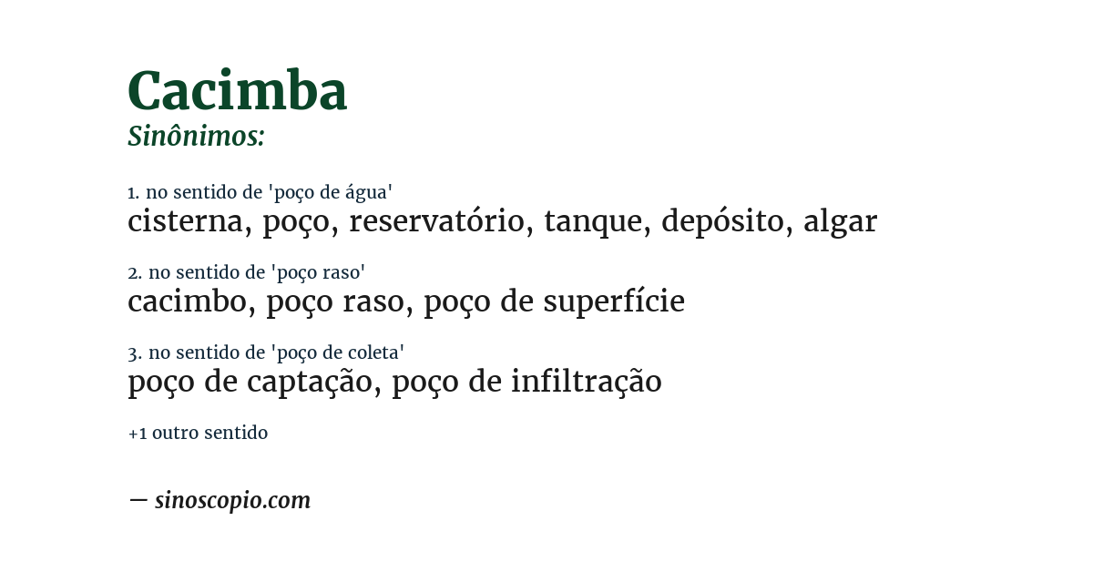 Sinônimo de cacimba