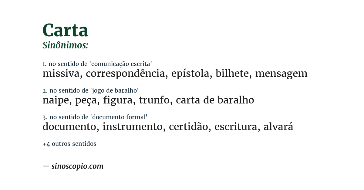 Sinônimo de carta