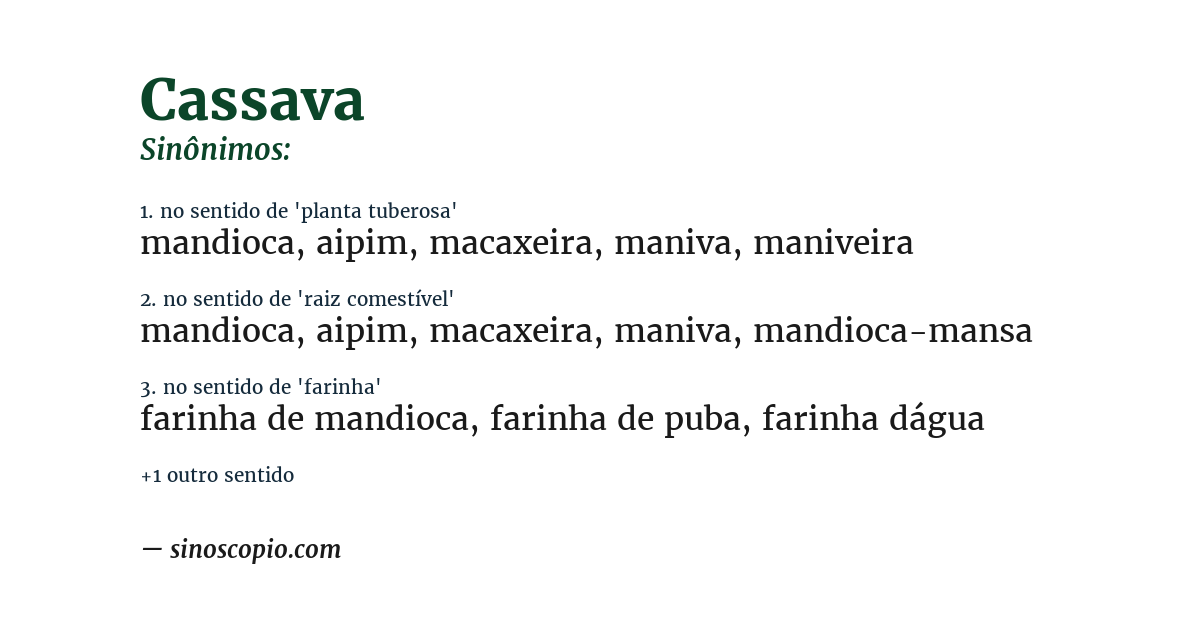 Sinônimo de cassava