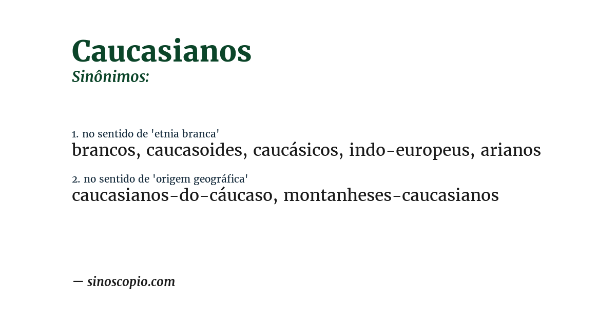 Sinônimo de caucasianos