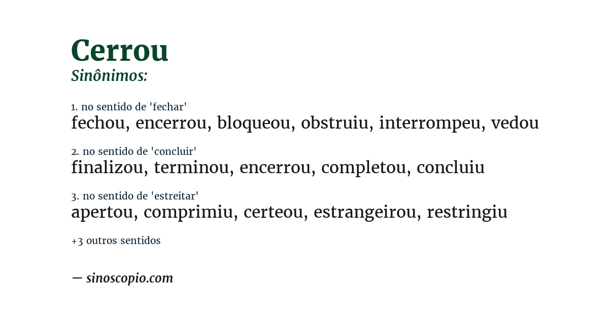Sinônimo de cerrou